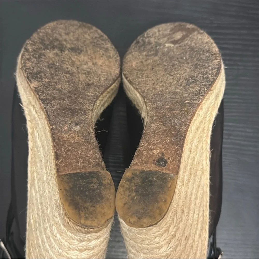 Authentic Balenciaga luxury designer black leather wedges sandals espadrilles 9